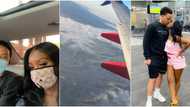 Undying love: Lady hops on a plane with hubby for dinner at his favourite restaurant in California
