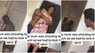 Nigerian man jerks mum, carries her into room in funny video and locks her in for shouting at them so early