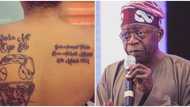 Lady massively snubs Nigerian celebrities, tattoos Bola Tinubu's face, name and date of birth on her back