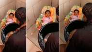 "Learn how to wash clothes": Funny dad takes baby to bathroom to watch him do chores, video trends
