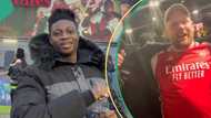 Arsenal vs Porto: Excited Oyinbo celebrates with Pastor Remote at Emirates, hugs him in sweet video
