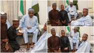 Pictures of Buhari sharing Naira notes with children cause stir on social media, see what Nigerians call the president