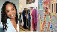 Pretty lady goes inside shop to buy expensive cloth, stranger pays for everything without waiting to see her