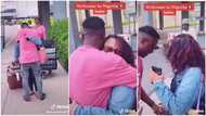 Welcome to Nigeria sweetheart - Oyinbo woman travels down to meet man, they hug at airport in video