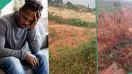 Nigerian man ignores deep erosion, begins building house beside it, video of his area amuses people