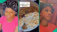 Lady in tears, shows condition of food she cooked at her man's family house: "It was my first time"