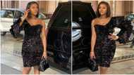 Davido’s fiancée Chioma slays in little black dress to in-law’s Dubai wedding (photos)