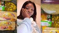 Lady receives 2 loaves of bread, vegetable oil, rice from landlord & neighbour as val gift, social media react