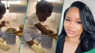 Mother baffled after entering kitchen to see her little daughter preparing her own meal, video trends