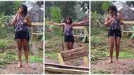 "This is my dream": Grown up lady in black skirt plays inside heavy rain like a child, video goes viral