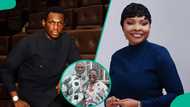 Olu Jacobs’ son Soji and estranged wife’s pose at late actor’s tribute night elicits reactions