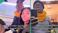 "I singlehandedly made this happen": Nigerian lady happy as she flies dad to UK for the first time