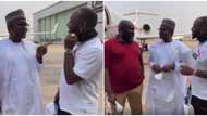 Is he warning him? Reactions as billionaire Aliko Dangote points finger at Davido as they link up in video