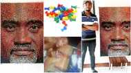 Talented Nigerian man uses 15000 office push pins to create beautiful artwork, gets massive comments