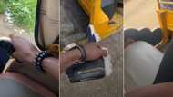"What does this mean?" Nigerian man cries out after boarding strange keke with small door, video trends