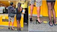 Water don pass garri: Video shows man who exchanged shoes with his woman, wears high heels in viral video