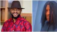 Yul Edochie wears female wig on movie set, fans say he looks like his first wife May