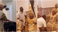 How is Chioma? Davido blushes hard as Yoruba moms hail him, sing his song as he meets Oba Elegushi