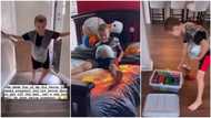 Kid makes jest of pregnant mum, she allows him carry "watermelon baby" to know how it feels like in video