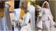 Nikkai ready: Adedimeji Lateef and bride Mo Bimpe rock white outfits for their Islamic wedding in cute videos