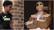 Tell my dad I rocked it better: Wizkid's 1st son Tife wears singer's shoes, shares photo online
