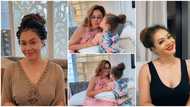 Nadia Buari's daughter gives her a kiss, photos get many talking about their striking resemblance