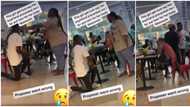 Video shows plus-size lady stone Nigerian man his ring and food for proposing to her at eatery, many react