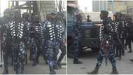 EndSARS protest: Tension as heavily armed policemen are pictured displaying show of force at Lekki toll gate