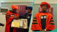 "I was moved to tears": Lateef Adedimeji bags honorary doctorate degree, wife Mo Bimpe celebrates