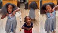 "I like your hair": Beautiful little girl in blue gown dances sweetly inside living room, video emerges