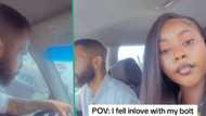 Nigerian lady falls in love with her Bolt driver, shares video as she admires his tattoos