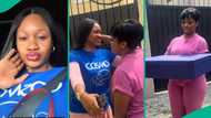 Excited lady delivers gift box to actress Bambam in lovely video, Nigerians react: "Achalugo"