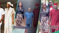 Video as Paul PSquare, new wife Ivy visit Governor Otti, fans react: "Where is Peter?"