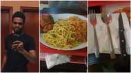 Nigerian man stunned after ordering food in Edo, see the knife he was given to eat with (photo)