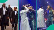 Flavour and Prophet Odumeje's unusual hand sign as they perform on stage in Lagos draws reactions
