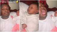 "Fatherhood 101": Frustrated dad joins baby to cry as he babysits, video of kid's reaction trends on TikTok