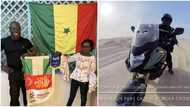 Nigerian biker riding from London to Lagos defeats harsh Sahara, enters Senegal on day 13, shares cool video