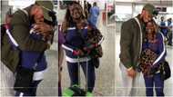 "Na long distance marriage": Beautiful lady flies into Nigeria, meets husband in sweet reunion video