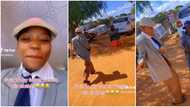 "It's the walk for me": Lady shocks her dad by wearing his clothes and cap, breaks into dance for him
