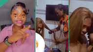 "He sat calmly": Man willingly submits his head as daughter uses him as mannequin to comb her wig