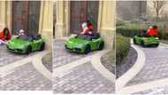Such a gentleman: Little boy drives his mum and sibling with his luxury portable car, many are impressed