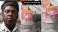 "His ex sent it": Nigerian man cries out after receiving strange cake from lady, video causes stir