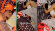 Nigerian lady cries out after finding her husband and little daughter sleeping in bed, shares video