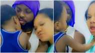 I'm playing with my husband - Toyin Abraham tells son after he pushed her away for leaning on hubby (video)