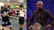 Boxing legend Mayweather teaches his son how to box after daughter gets arrested (video)