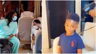 "That will be one dollar please": Moment Tiwa Savage billed her son after giving him 'haircut', video trends