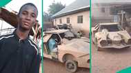 Nigerian man who constructed lamborghini-inspired car drives it around in video, people react