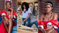Beautiful photos of female carpenter go viral on her birthday, lady says she used to hawk