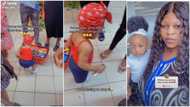 Baby confidently walks to stranger's basket in supermarket, picks candy, walks away without returning it