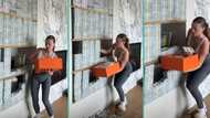 Rich white lady stacks bundles of 'dollars' inside shelf at home, video trends
